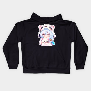 Cute girl hugging a pet Kids Hoodie